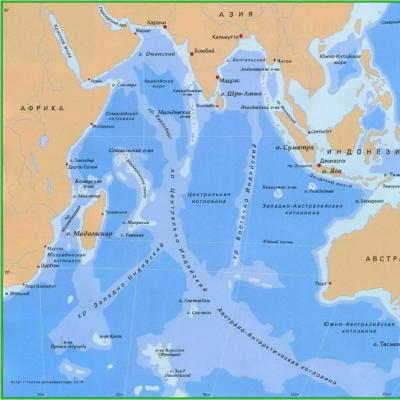 Opis Oceanu Indyjskiego, ciekawostki Nazwy wulkanicznych wysp Oceanu Indyjskiego